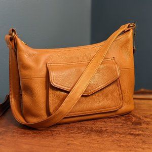 Lovely Fossil shoulder bag, tan leather